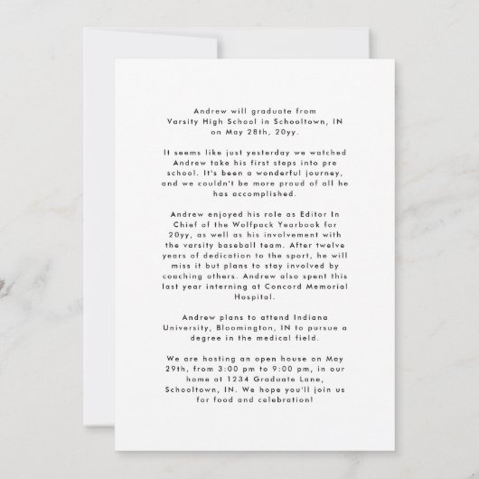 Moderne Schwarz-Weiß-Klasse mit 25 Foto Abschluss Ankündigung (Rückseite)