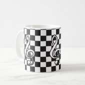 Moderne Schwarz-Weiß-Klemme an der Tafel Kaffeetasse (Vorderseite Links)