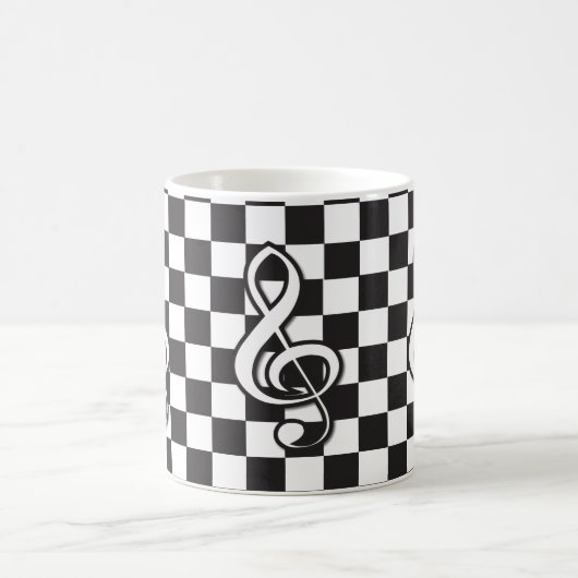 Moderne Schwarz-Weiß-Klemme an der Tafel Kaffeetasse (Mittel)