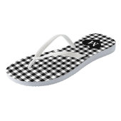 Moderne Schwarz-Weiß-Kontrollen in Monogramm Badesandalen (Schrägansicht)