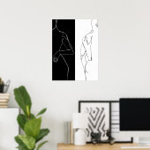 Moderne Schwarz & Weiß Kontur Kunst & Kultur Poster (Heimbüro)