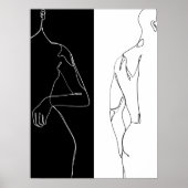 Moderne Schwarz & Weiß Kontur Kunst & Kultur Poster (Vorne)