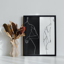 Moderne Schwarz & Weiß Kontur Kunst & Kultur