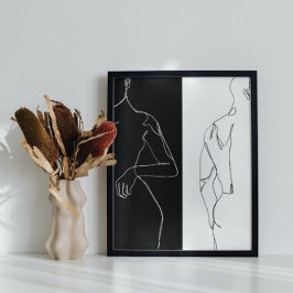 Moderne Schwarz & Weiß Kontur Kunst & Kultur Poster