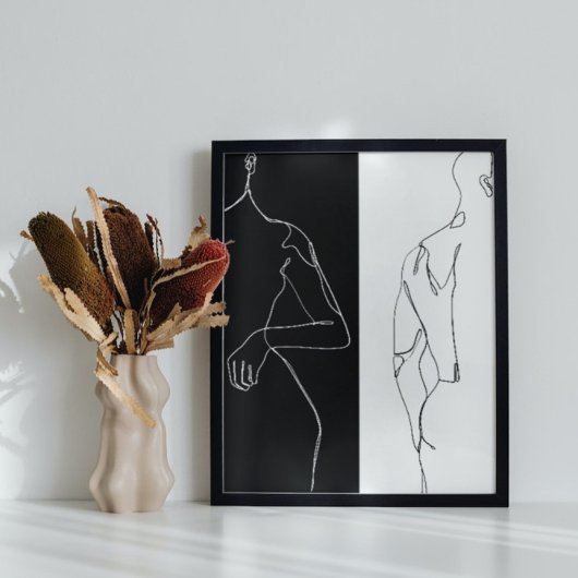 Moderne Schwarz & Weiß Kontur Kunst & Kultur Poster