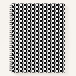 Moderne Schwarz-Weiß-Kreis-Gitter-Muster Notizblock
