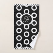 Moderne Schwarz Weiß Kreis Ring Muster Monogramm Badhandtuch Set (Handtuch)