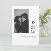 Moderne Schwarz-Weiß-Kühne-Datums-Foto-Save-the-Da Save The Date (Stehend Vorderseite)