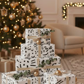Moderne Schwarz-Weiß-Kunst im Doodle-Stil Geschenkpapier Set