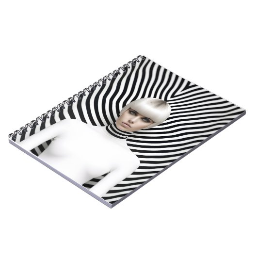 Moderne Schwarz-Weiß-Kunstdarstellung Notizblock (Linke Seite)