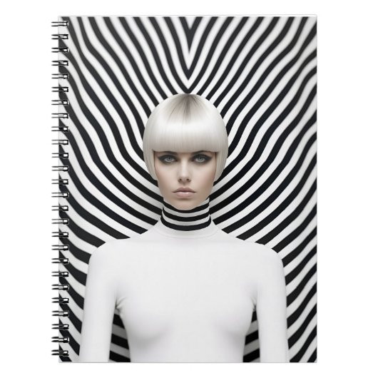 Moderne Schwarz-Weiß-Kunstdarstellung Notizblock (Vorderseite)