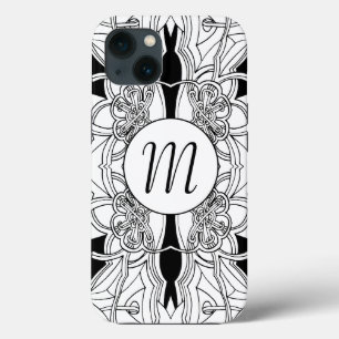 Moderne Schwarz-Weiß-Kunstwerkgestaltung mit Monog iPhone Hülle