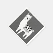 Moderne Schwarz-Weiß-Lama-Skizze Serviette (Ecke)