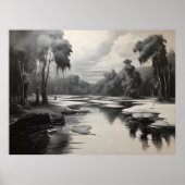 Moderne Schwarz-Weiß-Landschaftsmalerei Poster (Vorne)