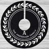 Moderne Schwarz-Weiß-Laurel-Familie Polyester Weihnachtsbaumdecke