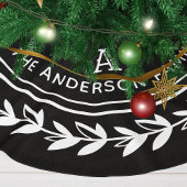 Moderne Schwarz-Weiß-Laurel-Familie Polyester Weihnachtsbaumdecke