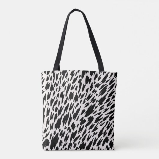 Moderne Schwarz-Weiß-Leopard-Mustertüte Tasche (Rückseite)