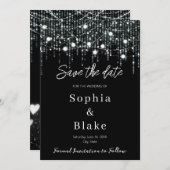 Moderne Schwarz-Weiß-Leuchten Save the Date Einladung (Vorne/Hinten)