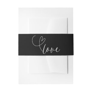 Moderne Schwarz-Weiß-Liebe Minimale Hochzeit Einladungsbanderole