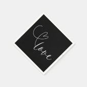 Moderne Schwarz-Weiß-Liebe Minimale Hochzeit Serviette (Ecke)