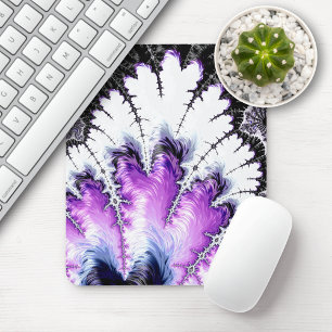 Moderne Schwarz Weiß Lila Farbverlauf Fraktal Mousepad