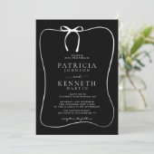 Moderne Schwarz-Weiß-Linie Art Bow Rahmen Hochzeit Einladung (Stehend Vorderseite)