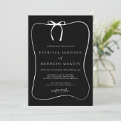 Moderne Schwarz-Weiß-Linie Art Bow Rahmen Hochzeit Einladung (Stehend Vorderseite)