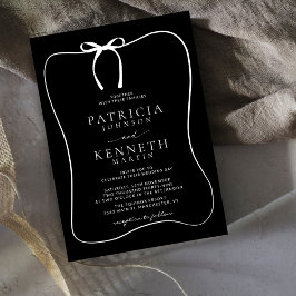 Moderne Schwarz-Weiß-Linie Art Bow Rahmen Hochzeit Einladung