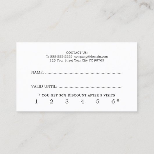 Moderne Schwarz-Weiß-Loyalität Treuekarte (Rückseite)