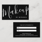 Moderne Schwarz-Weiß-Makeup-Künstlerernennung Terminkarte (Vorne/Hinten)