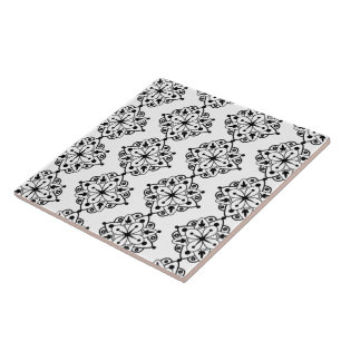 Moderne Schwarz-Weiß-Mandala-Marmor-Keramikfliese Fliese
