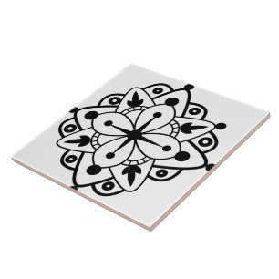 Moderne Schwarz-Weiß-Mandala-Marmor-Keramikfliese Fliese