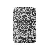 Moderne Schwarz-Weiß-Mandala-Muster Badematte (Vorderseite Vertikal)