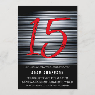 Moderne Schwarz-Weiß-Männer 15. Geburtstag Einladung