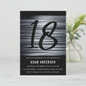 Moderne Schwarz-Weiß-Männer 18. Geburtstag Einladung (Stehend Vorderseite)