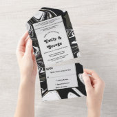 Moderne Schwarz-Weiß-Minimal-Abstrakte Hochzeit All In One Einladung (Abreißen)