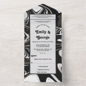 Moderne Schwarz-Weiß-Minimal-Abstrakte Hochzeit All In One Einladung (Innen Boden)