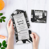 Moderne Schwarz-Weiß-Minimal-Abstrakte Hochzeit All In One Einladung