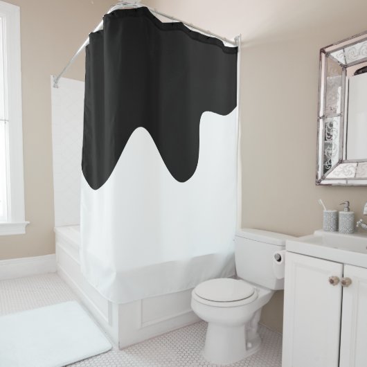 Moderne Schwarz-Weiß-Minimal-Abstrakte Kunst Duschvorhang (Beispiel)