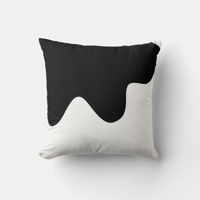 Moderne Schwarz-Weiß-Minimal-Abstrakte Kunst Kissen (Vorderseite)