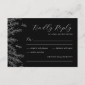 Moderne Schwarz-Weiß-Minimal-Blätter Hochzeiten RSVP Karte (Vorderseite)