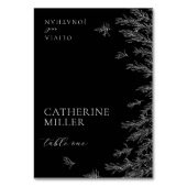 Moderne Schwarz-Weiß-Minimal-Blätter Platzkarte Tischnummer (Vorderseite)