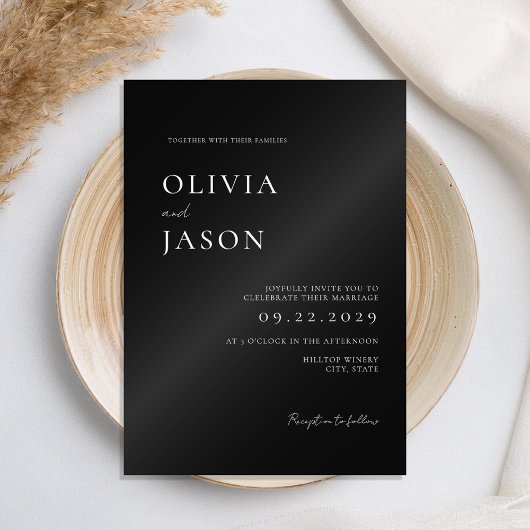 Moderne Schwarz-Weiß-Minimal-Hochzeit Acryleinladungen