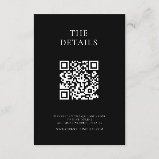 Moderne Schwarz-Weiß-Minimal-Hochzeit Begleitkarte (Vorderseite)