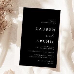 Moderne Schwarz-Weiß-Minimal-Hochzeit Einladung
