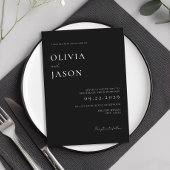 Moderne Schwarz-Weiß-Minimal-Hochzeit Einladung
