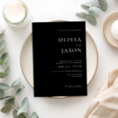 Moderne Schwarz-Weiß-Minimal-Hochzeit Einladung
