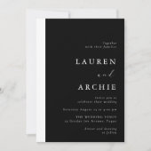 Moderne Schwarz-Weiß-Minimal-Hochzeit Einladung (Vorderseite)