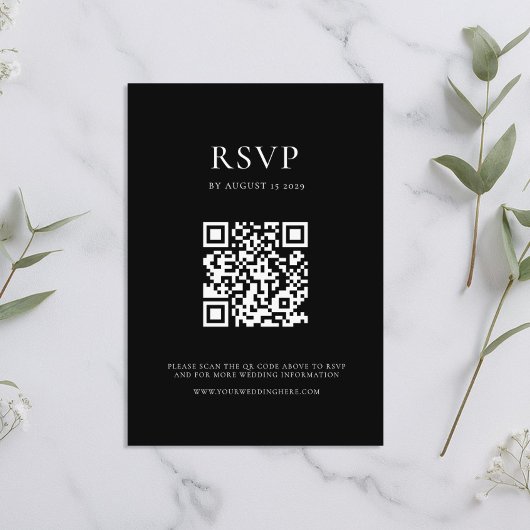 Moderne Schwarz-Weiß-Minimal-Hochzeit RSVP Karte