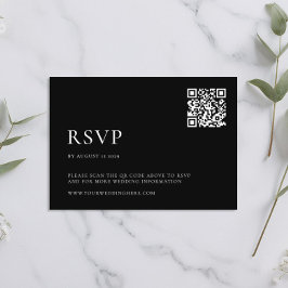 Moderne Schwarz-Weiß-Minimal-Hochzeit RSVP Karte